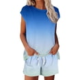 thumbnail image 2 of ibiyuan Women Summer Outfits Stylish Women's Shorts Suit Set For Everyday Wear Comfortable Summer Fashion Versatile Sporty Outfit With Drawstring Design, 2 of 6