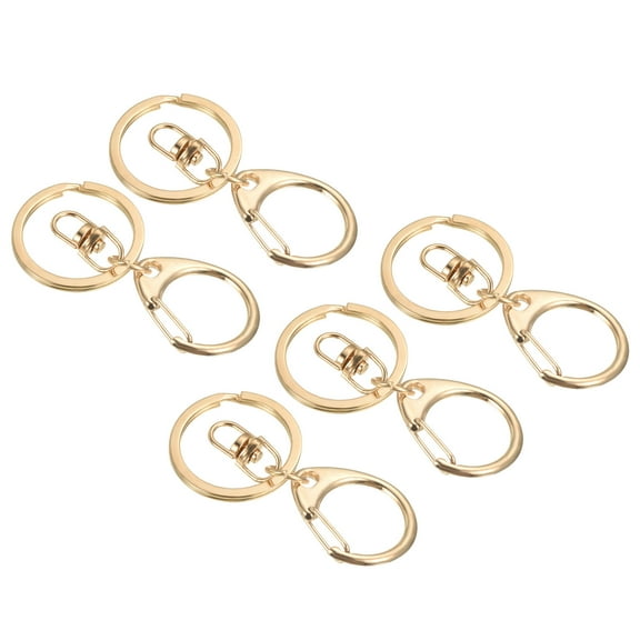 Uxcell Key Chain Rings D Ring Clasps Keyring Holder for Arts DIY, Gold 5 Pack