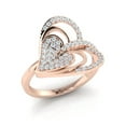 thumbnail image 1 of Genuine 1ctw Round Cut Diamond Prong Modern Heart Bridal Fancy Ring Solid Anniversary Band Solid 10K Gold GH I1-I2, 1 of 3