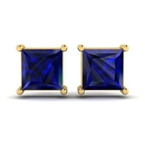 2.0CT Princess Cut Blue Sapphire Stud Earrings for Women, Prong Set in 925 Sterling Silver, Elegant Gemstone Jewelry Gift