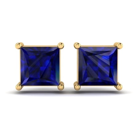 2.0CT Princess Cut Blue Sapphire Stud Earrings for Women, Prong Set in 925 Sterling Silver, Elegant Gemstone Jewelry Gift