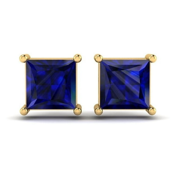2.0CT Princess Cut Blue Sapphire Stud Earrings for Women, Prong Set in 925 Sterling Silver, Elegant Gemstone Jewelry Gift