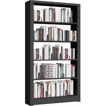 Large Metal Bookcase, 69” Modular Bookshelf with Storage, 5 Tier Bookcase with Adjustable Shelves, Extra Tall Book Shelves, Modern Book Case for Library, Office, Entryway, Living Room（Black）