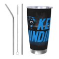 thumbnail image 1 of Taza térmica duradera de acero inoxidable 304 con tapa y pajita con temática del equipo de fútbol Panthers Taza térmica de acero inoxidable de 20 oz Taza para automóvil Adecuada para bebidas frías y, 1 of 8