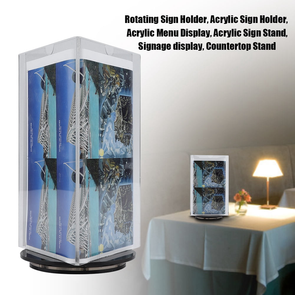 Rotating 3 Sides Acrylic Photo Frame Poster Picture Holder Menu Sign Display