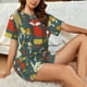 thumbnail image 4 of Balery Cute Animal Forest Conjunto de Pijama para Mujer con Estampado, Dos Piezas de Manga Corta y Shorts, Ropa de Dormir Suave con Cuello Redondo y Bolsillos-X-Large, 4 of 6