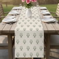 thumbnail image 4 of Bohemia Table Runner - 48 Inch Long Green Flowers Abstract Boho Beige Cotton and Linen Blended Dress Scarves Farmhouse Table Runner for Kitchen Dining, Coffee Table, 13" x 48", 4 of 8
