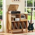 thumbnail image 6 of Large Record Player Stand, Vinyl Record Storage Cabinet, Mid-Century Turntable Stand Table Holds Up to 300 Albums Living Room Bedroom Office, Natural Wood, 6 of 8