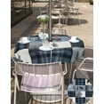 thumbnail image 5 of Fsddascl Navy Blue Checkered Outdoor Tablecloth - 54 Inch Round Dining Table Cover, Farmhouse Animals Tree Retro Waterproof Outdoor Table Cloth with Umbrella Hole & Zipper for Picnic/Patio/Party, 5 of 7