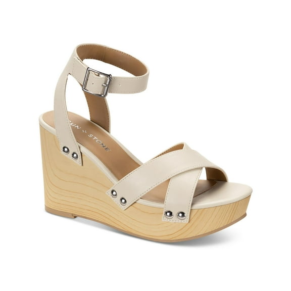 Sun Stone Womens Tiaraa Faux Leather Studded Slingback Sandals