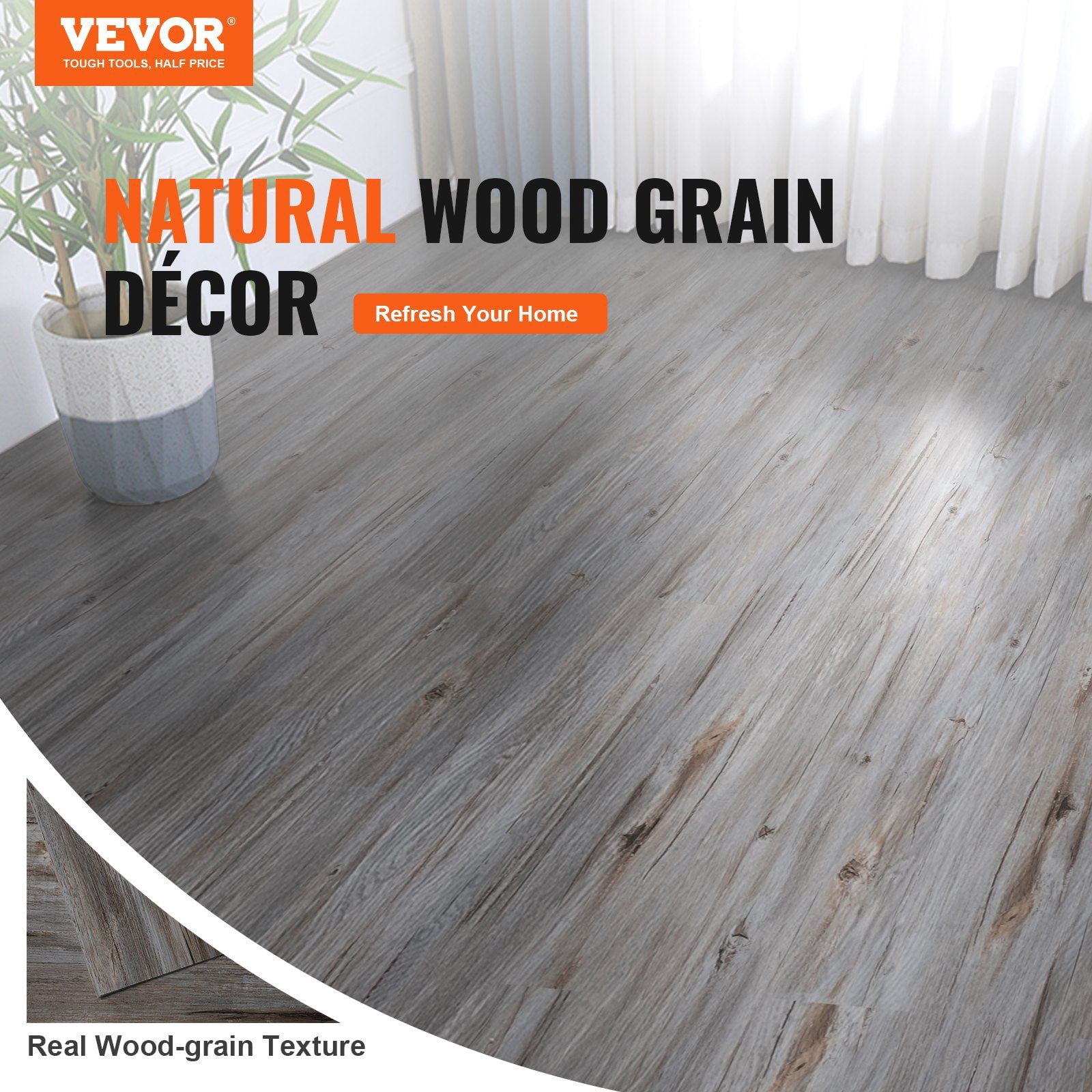 Self Adhesive Vinyl Floor Tiles 36 x 6 Inch 36 Tiles 0.62mm Thick Peel and Stick Vintage Wood Grain DIY Flooring for Kitchen Dining Room Bedroom Bathroom Easy Home Decor