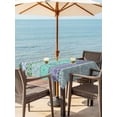 thumbnail image 3 of Outdoor Tablecloths with Umbrella Hole & Zipper, Purple Green Boho 60x60 Inch Square Tablecloths, Vintage Ethnic Tribe Abstract Art Waterproof Table Cloth, Patio/Pool/Picnic Table Covers, 3 of 8