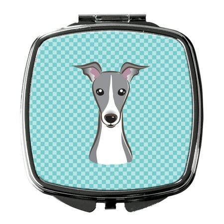 Checkerboard Blue Italian Greyhound Compact Mirror BB1174SCM