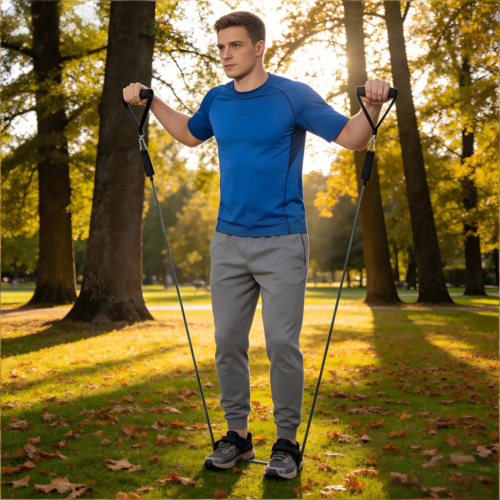 Gaderth 5 Pcs Exercise Resistance Bands with Handles Physical Resistance Tube Workout Bands, Adjustable Resistance Bands, TPE Material for Muscle Toning Strength Training
