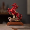 thumbnail image 6 of Ceramic Horse Statue,Chinese Feng Shui Red Horse Figurines for Fire Horse Year 2026, Chinese FireHorse Decorations,Zodiac Animal Sculpture Home Tabletop Ornament with Small Wooden Base, 6 of 9