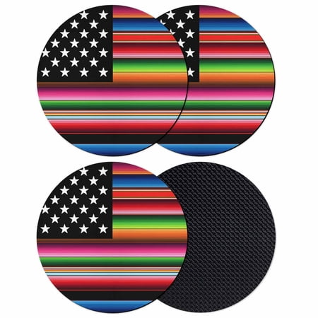 Abstract Colorful Stripes Coasters Set of 4 Absorbent Coasters for Drinks Independence Day USA Flag Stars Coaster for Desk Coffee Table Protection Home Decor House Warming Gifts 4