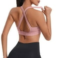 thumbnail image 6 of Ohufall Sports Bras for Women Solid Casual High Impact Wirefree Yoga Bra Criss-Cross Back Soft Support Full Coverage Bra Gathering Shockproof Gym Workout Bra, 6 of 7