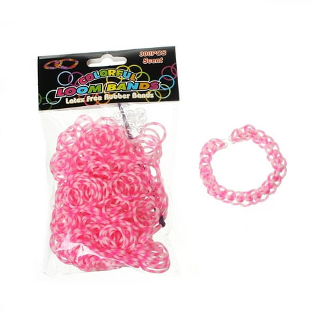 Sexy Sparkles 300 Pcs Rubber Bands DIY Loom Bracelet Making Kit with Hook Crochet and S Clips (Pink and