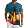 thumbnail image 2 of Youpwaven Men's Hawaii Tropical Graphic T-Shirt, All-over Palm Tree Sunset Print Summer Tee, Casual Short Sleeve Crew Neck Beach Top, Soft Vacation Apparel, 2 of 7