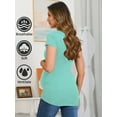 thumbnail image 3 of Bearsland Women’s Cotton Breathable Short Sleeve Maternity Shirt Casual Side Ruched Tunic Pregnancy Top Clothes 2-Pack, 3 of 5