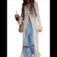thumbnail image 2 of Vestido Elegante de Punto de Crochet para Mujer, con Botones, Aberturas, para Vacaciones Beige S, 2 of 10