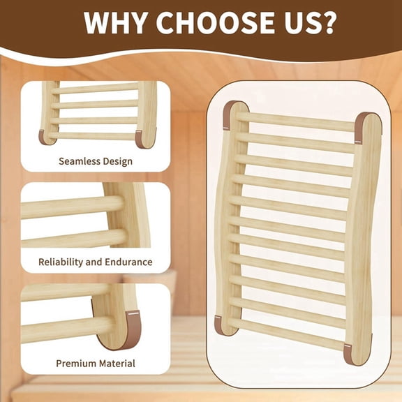 2 Pack Sauna Backrest Sauna Accessories, Sauna Backrest , Wooden Sauna Backrests Slip- and Ergonomic S-Shape