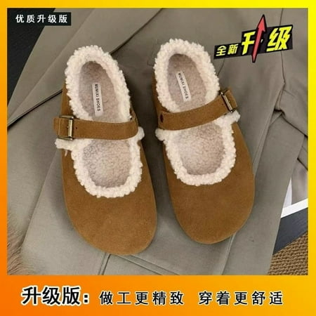 

HHH Low-Cut Soft Bottom Cover Heel Cotton-Padded Shoes for Women 2024 Autumn and Winter New Vintage Soft Bottom Gommino