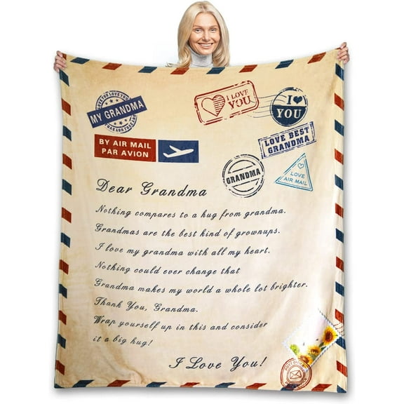 LHSHID Gifts for Grandma from Grandson or Granddaughter Soft Flannel Hug Grandmother Throw Blanket Thanksgiving Christmas Nana Birthday Gifts 30x40in