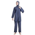 thumbnail image 2 of ZHOGXU Women's Tankini Swimsuit Long Sleeved Solid Color Zipper Top And Pants Comfortable Stylish Two Piece Swimwear For Beach Pool,Blue,Xxxxl, 2 of 8