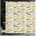 thumbnail image 3 of Ambesonne Retro Shower Curtain, Bohemian Feathers Pattern, 69"Wx84"L, Eggshell and Multicolor, 3 of 4
