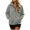 Gray, variant on Vivianyo HD Women's Fall Folded Stand Collar Quarter Zip Sweatshirt, Kangaroo Pocket Long Sleeve Solid Casual Winter Pullover Tops for Women, Women's Gray, Sizes S-2XL