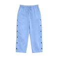 thumbnail image 6 of Twczz Girls Cotton Linen Capris with Pockets- Elastic Waist Casual Quick Dry Straight Leg Kids Beach Pants Light Blue Size 13-14 Years, 6 of 7