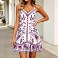 thumbnail image 3 of DISKEBUISS Boho Dresses for Women Fashion Print Adjustable Spaghetti Strap Dress Summer Casual & Beach Vacation, 3 of 5
