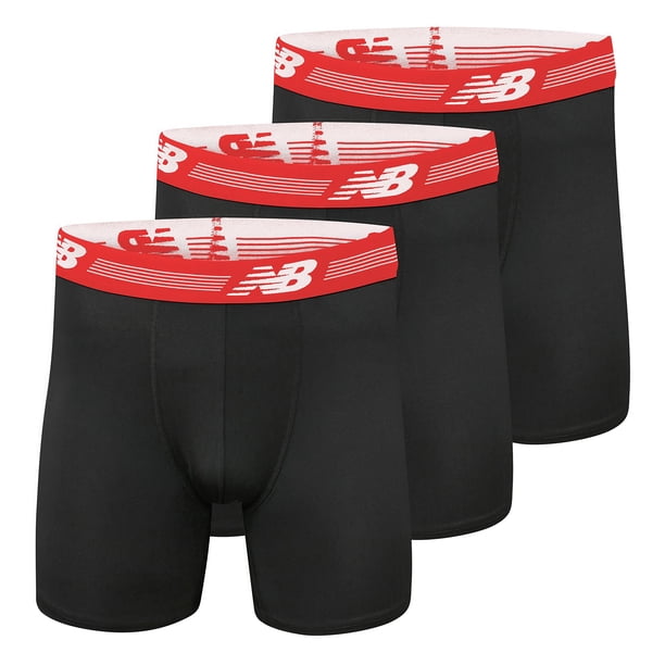 Calzoncillos bóxer New Balance Ultra Soft Performance de 6 pulgadas sin mosca para hombre (paquete de 3), negro/negro/negro, tamaño grande