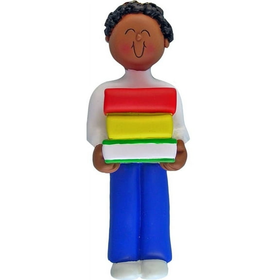 Reader Male African-American Personalized  Christmas Ornament DO-IT-YOURSELF