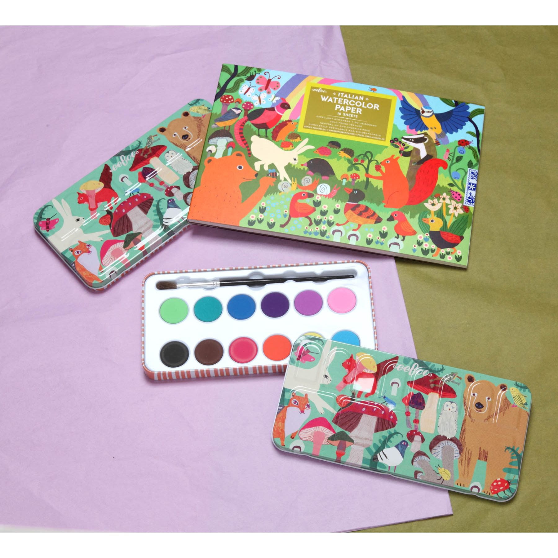 eeBoo Woodland Rainbow Watercolor Pad/16 Sheets