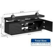 Hommpa LED TV Stand for TVs up to 70 with Power Outlets Modern Entertainment Center High Gloss Large TV Cabinet Adjustable Shelf PS5 Storage Gaming Media Console