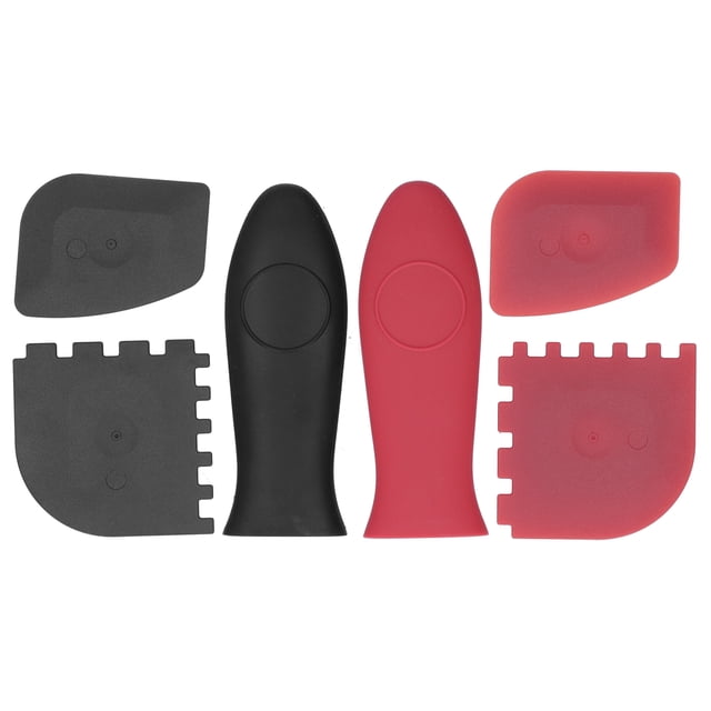 6Pcs Ensemble Pot Manche Couvercle Racleur Kit Silicone Anti Échaudage Casserole Accessoire