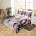 thumbnail image 4 of Eiffel Tower Comforter Cover for Girls Women Pink Cherry Blossoms Duvet Cover for Teens Couple Valentine's Day Gifts, Flower Print Romantic Theme Bedding Set Paris Famous Cityscape Bedding,Queen, 4 of 7