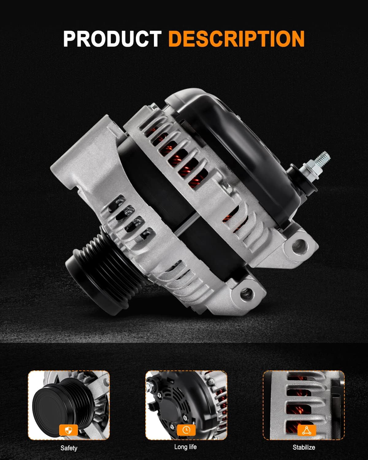 NURATIT High Output Alternator 160A 12V Fit for Dodge Grand Caravan 2011-2016, for Chrysler 200 2011-2014, for Ram C/V 2012-2015, for Dodge Journey 2011-2020, for Volkswagen Routan 2011-2014