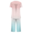 thumbnail image 5 of Tnhcen 2 Piece Women's Gradient Print Pajamas Sets Short Sleeve Top Capri Pants Pjs Sleepwear with Pockets Homewear S-3XL, 5 of 5