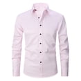 thumbnail image 2 of Blusa y camisa de manga larga con cuello vuelto para hombre, informal, con botones, lisa, de manga larga, transpirable, de poliéster, 2 of 6