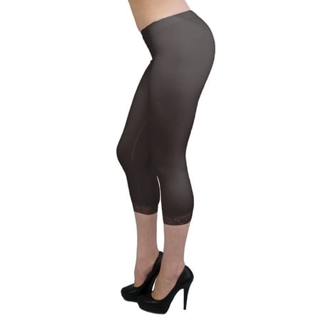 - Vivian's Fashions Capri Leggings - Cotton, Lace Trim (Junior/Junior Plus Sizes)