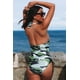 thumbnail image 3 of ABPHQTO Traje de baño de una pieza sin espalda con cordón de camuflaje verde para mujer, 3 of 5