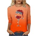 thumbnail image 4 of Camisetas de Manga Larga de las Mujeres Imprimir Navidad Cuello Redondo 3/4 Manga Suéter, Top Casual para las Vacaciones, 4 of 7