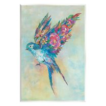 Stupell Industries Botanical Swallow Floral Blossom Wings Bird Painting Painting Unframed Art Print Wall Art, Design by Lisa Morales
