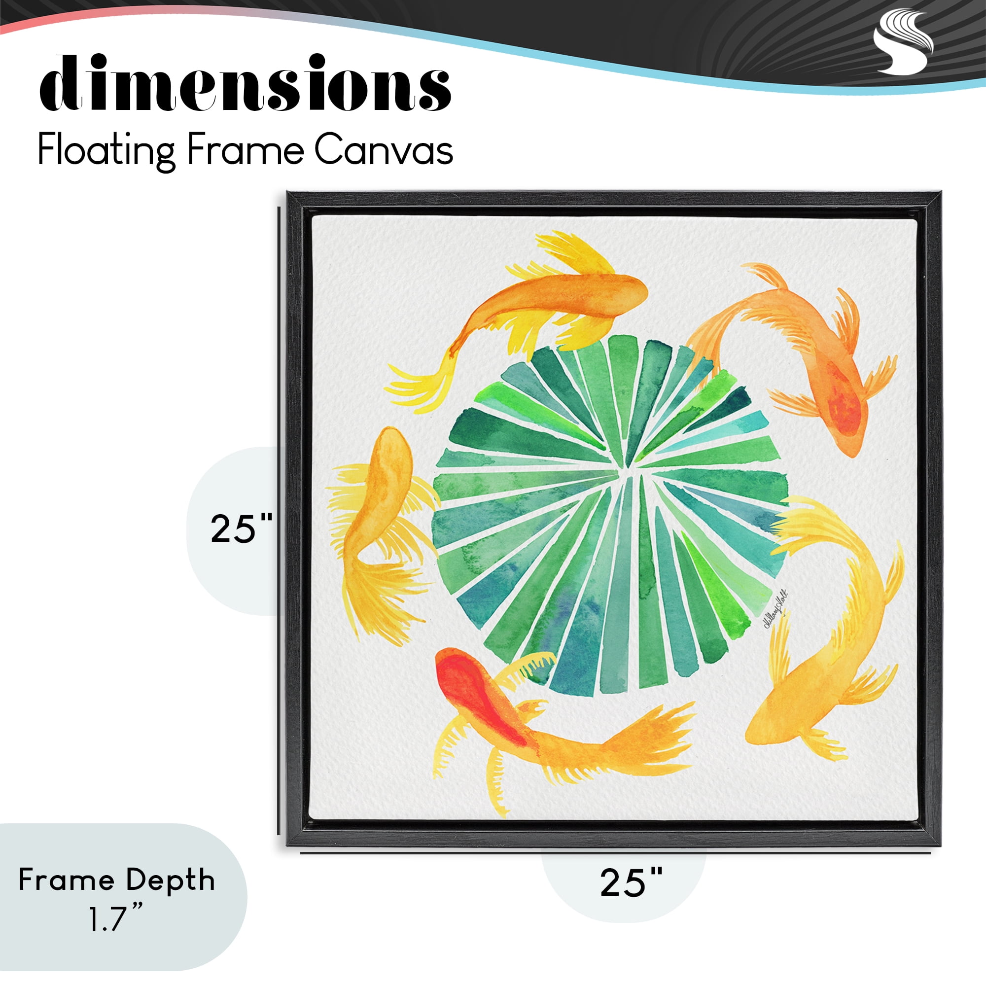 Stupell Industries Lotus Garden Orbital Fish Black Framed Floater Canvas Wall Art, design by Hillary Holt