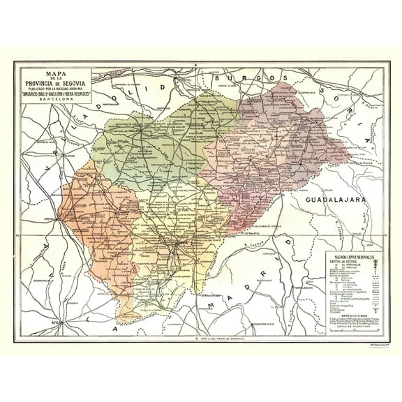 Historic Map - Segovia Spain - Pompido 1913 - 29.92 x 23 - Vintage Wall Art