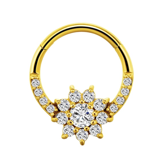 SEPARQI Titanium Micro Cubic Zirconia Hinged Nose Hoop Ring Body Jewelry Unisex