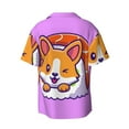 thumbnail image 2 of Haiem Corgi In Sushi Roll Men's Casual Shirts Short Sleeve Button Down Shirts Fashion Textured Summer Beach Shirt-Small, 2 of 7